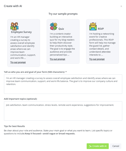 create with ai in qpoint